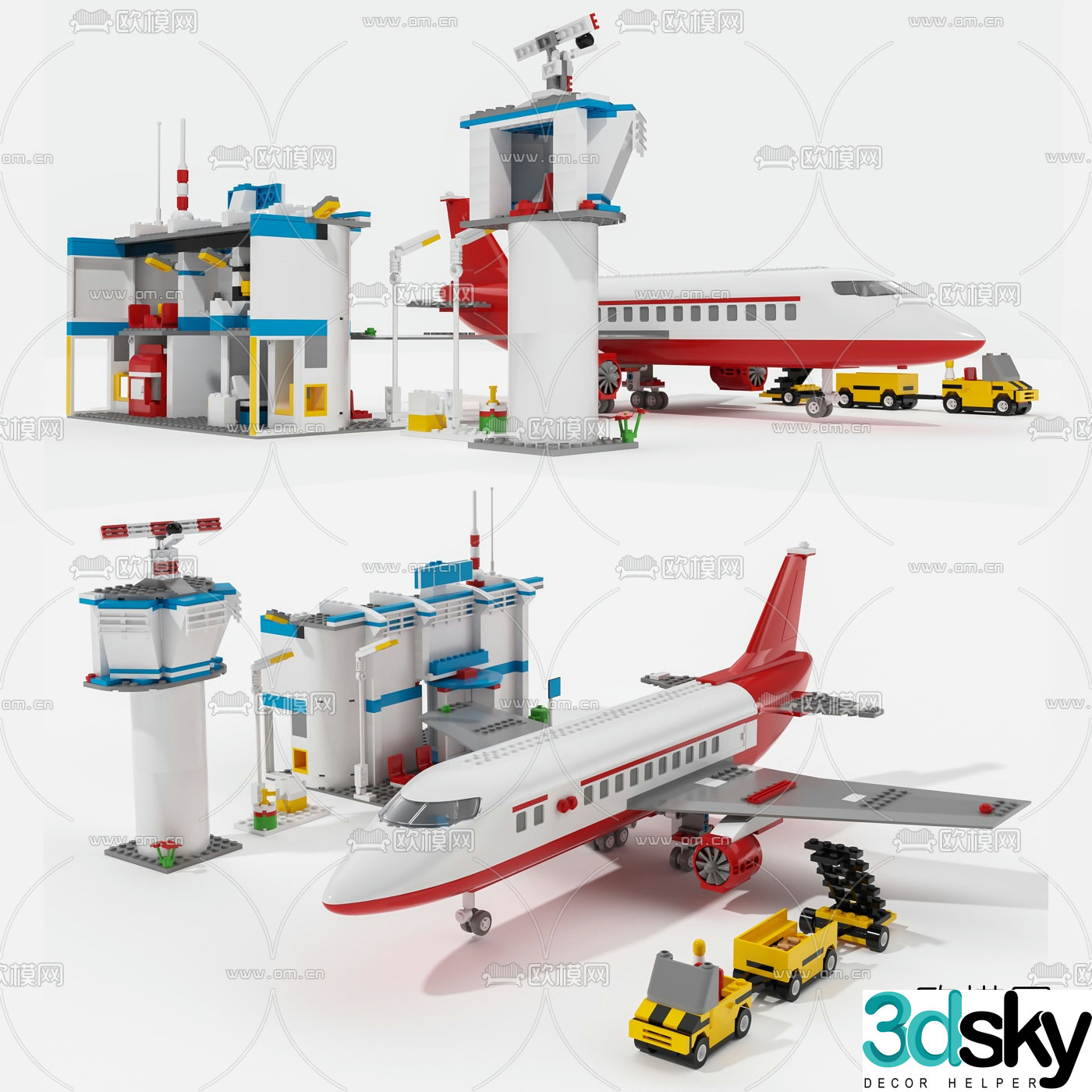 Modern lego airport toy 3d model