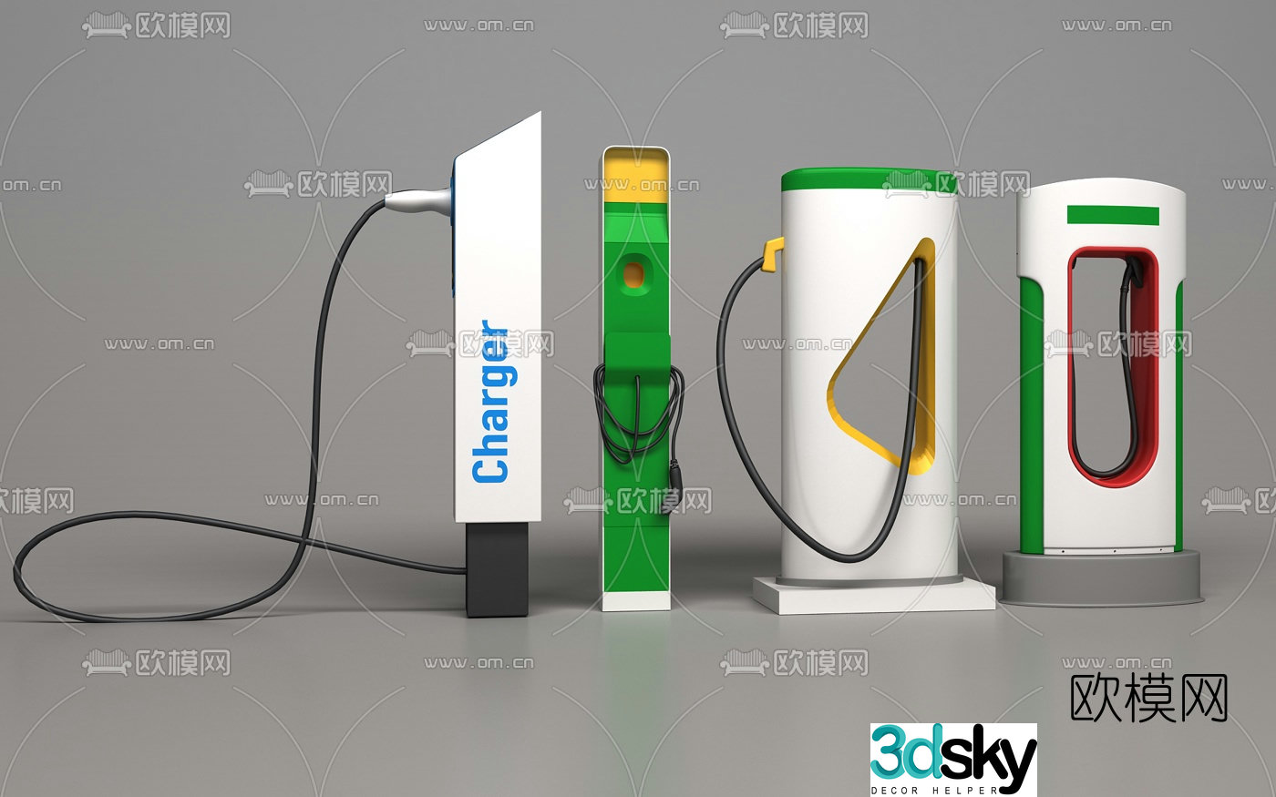 Modern new energy vehicle charging pile 3D model