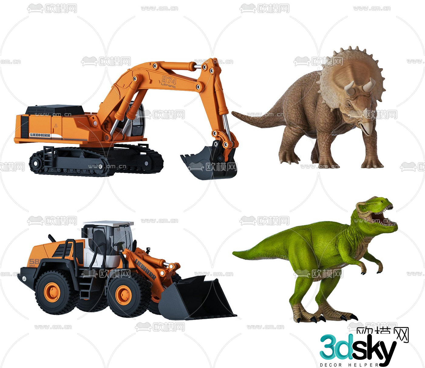 Modern excavator dinosaur toy 3d model
