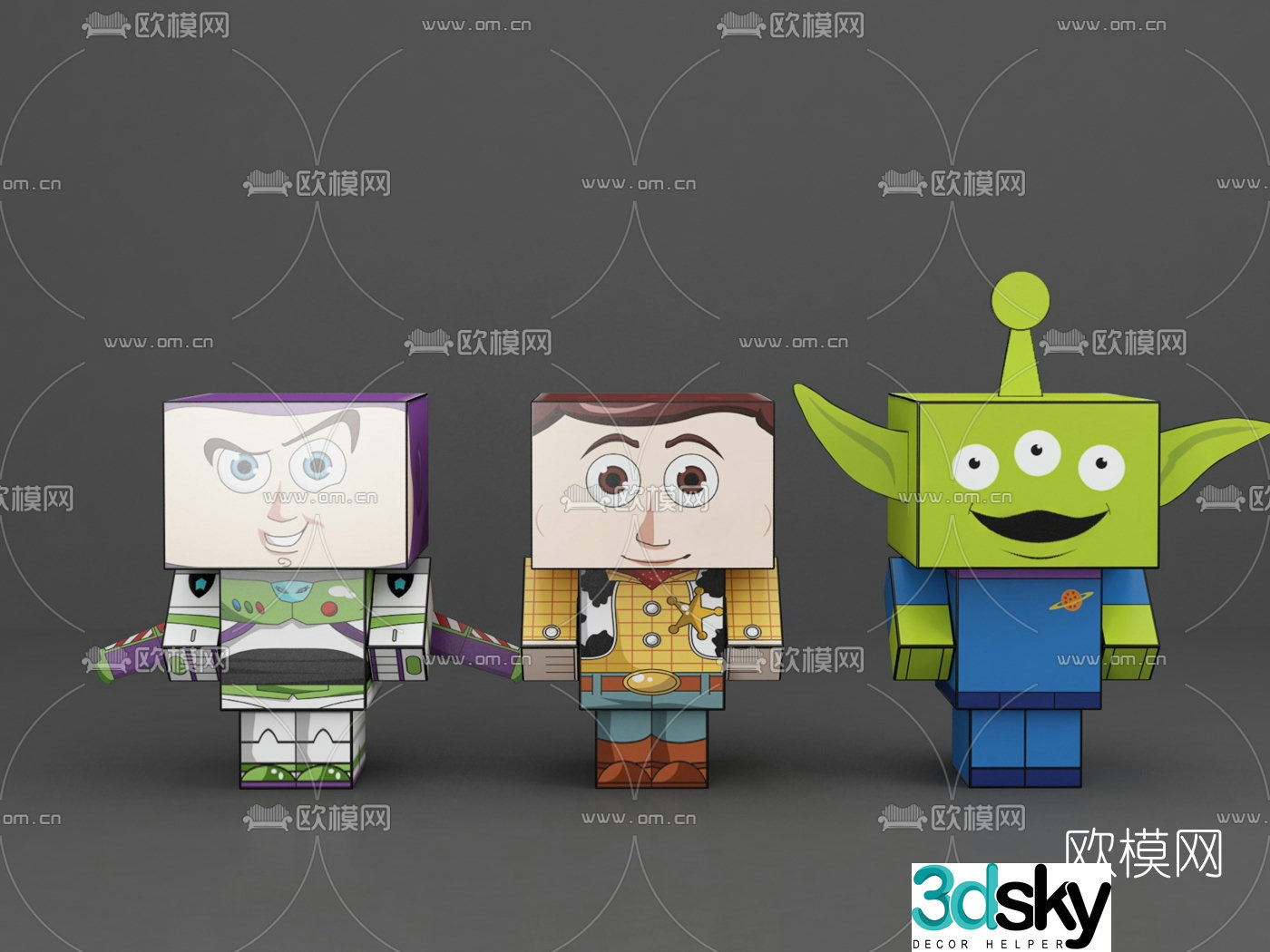 Modern children’s cartoon square face cardboard box doll 3d model