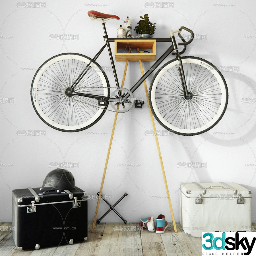 Modern bicycle bicycle bag shoes 3d model