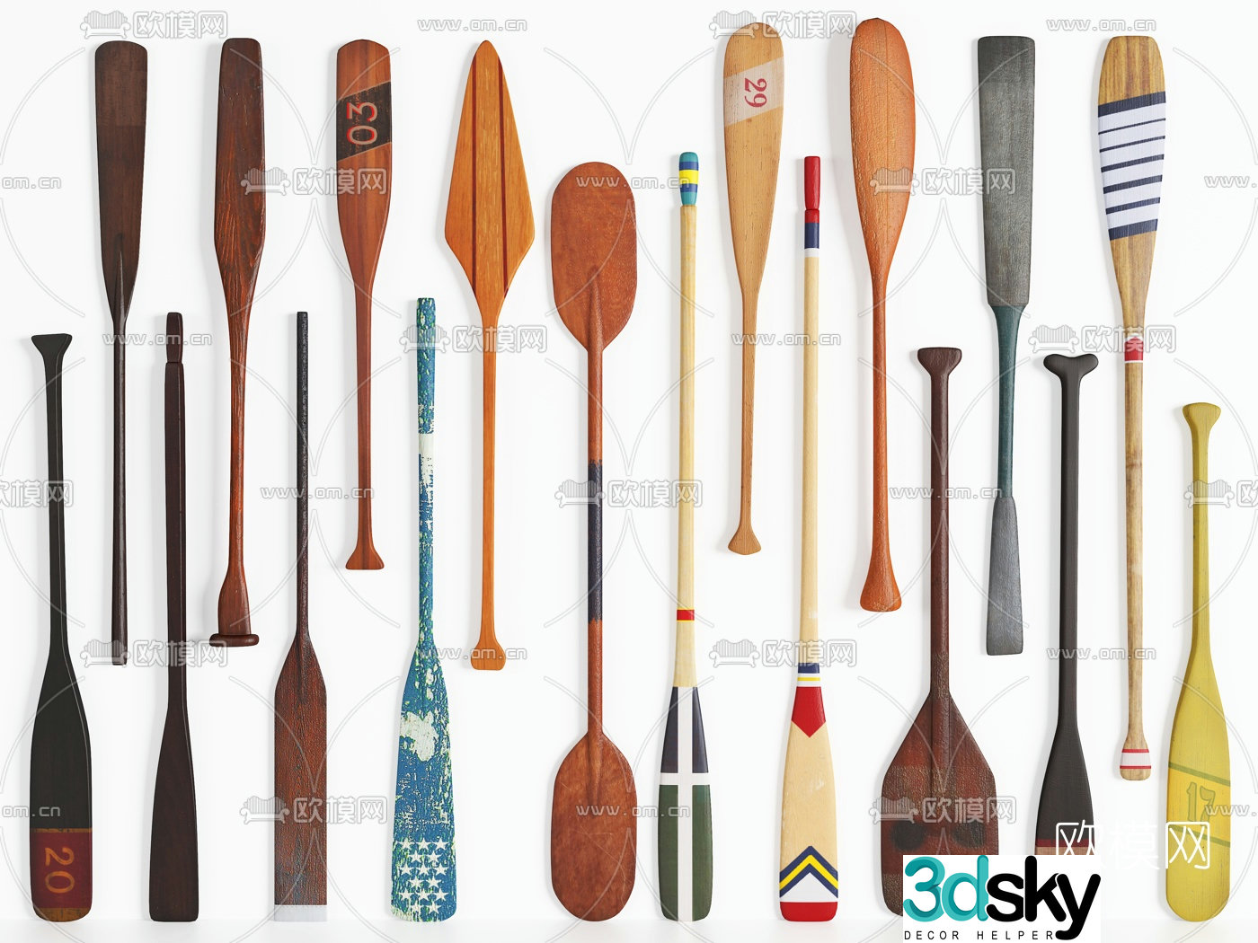 Nordic solid wood paddle 3d model