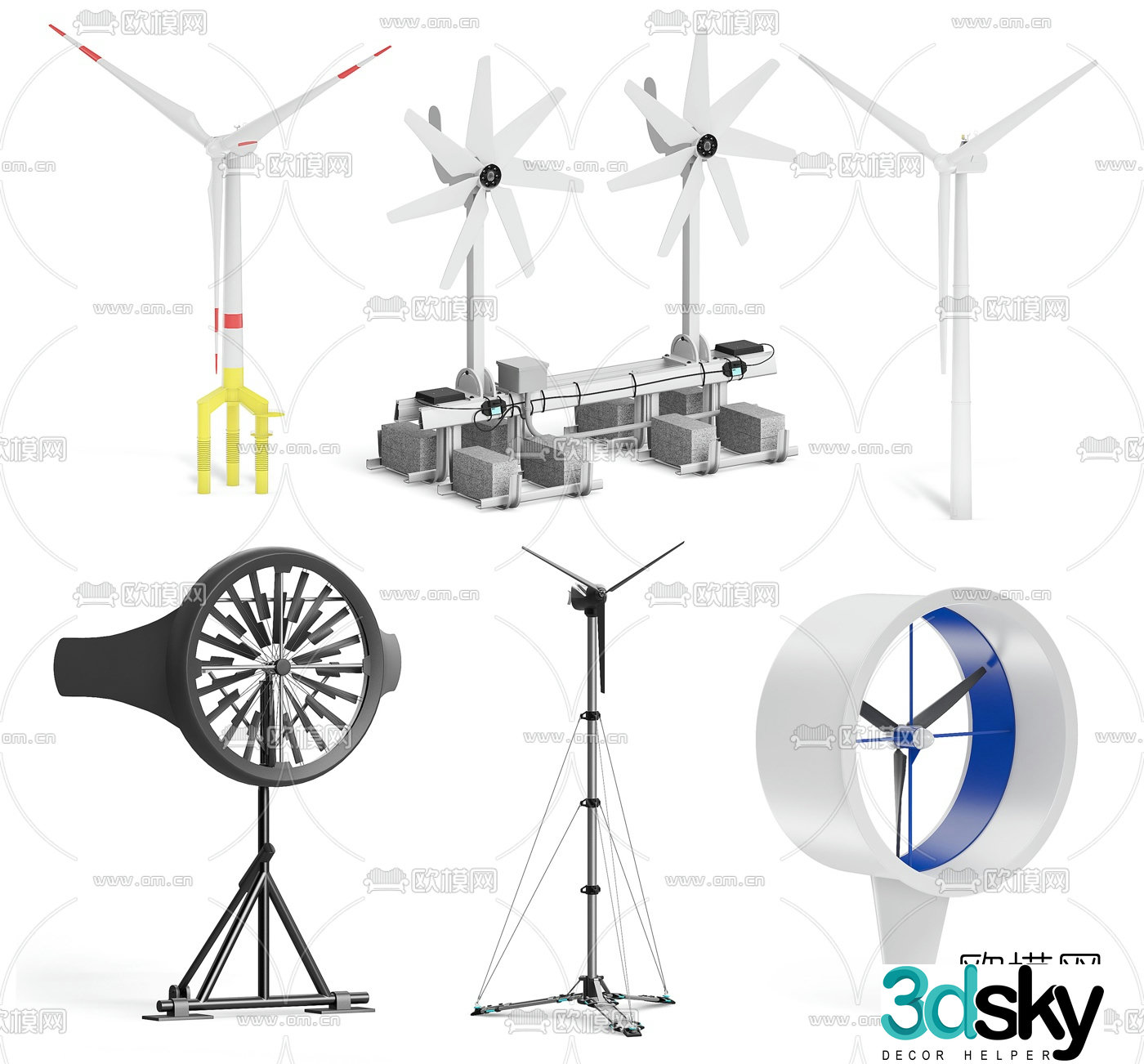 Modern wind power installation 3d model