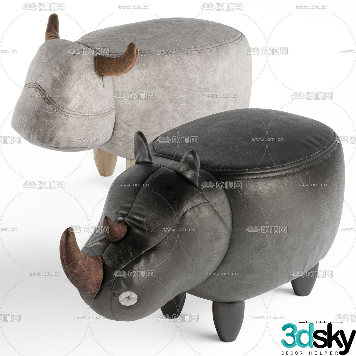 Nordic leather children’s animal seat 3d model