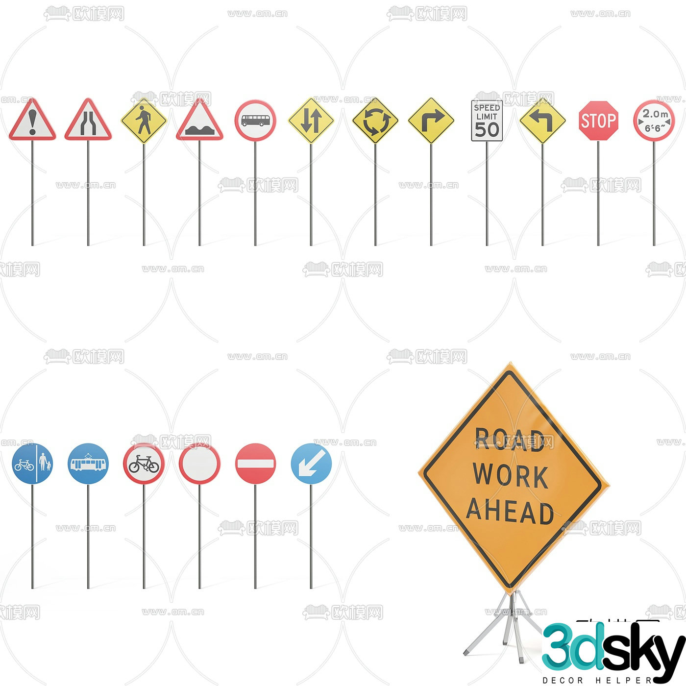Modern road traffic sign 3d model