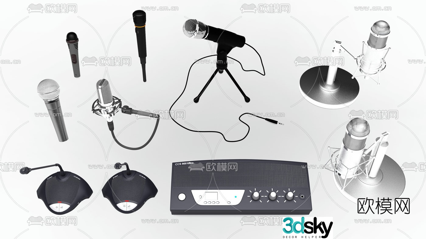 Modern microphone microphone combination 3d model