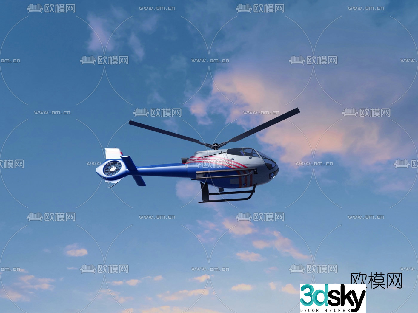 Modern small commercial helicopter 3d model