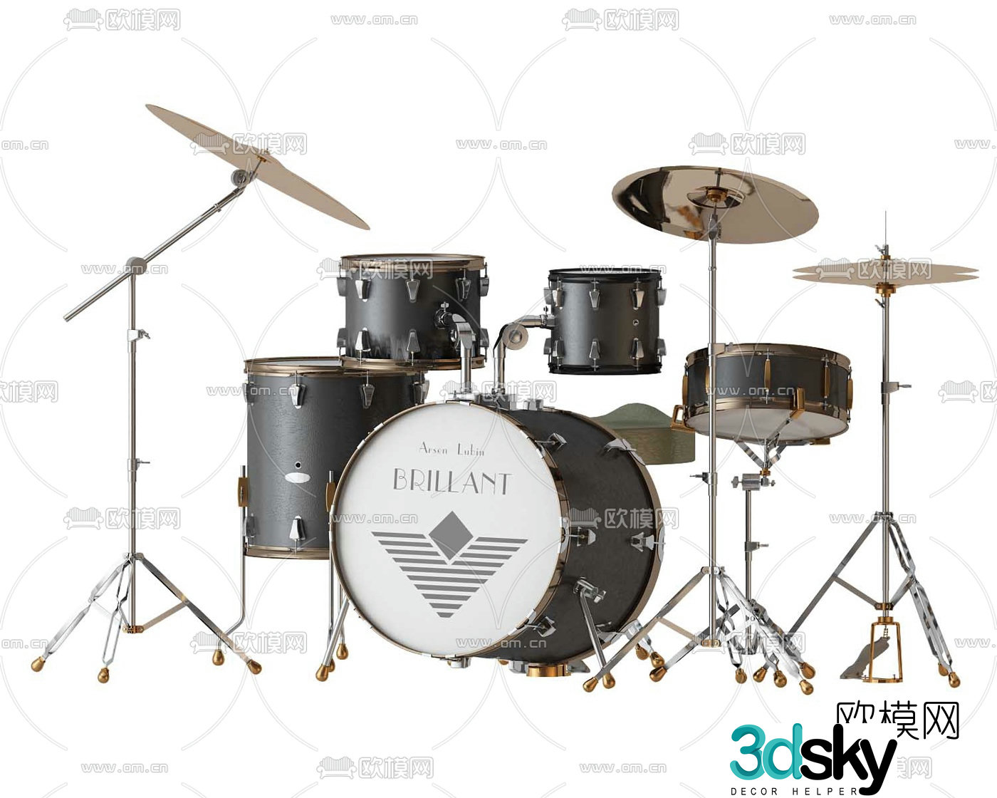 Modern drum set 3d model