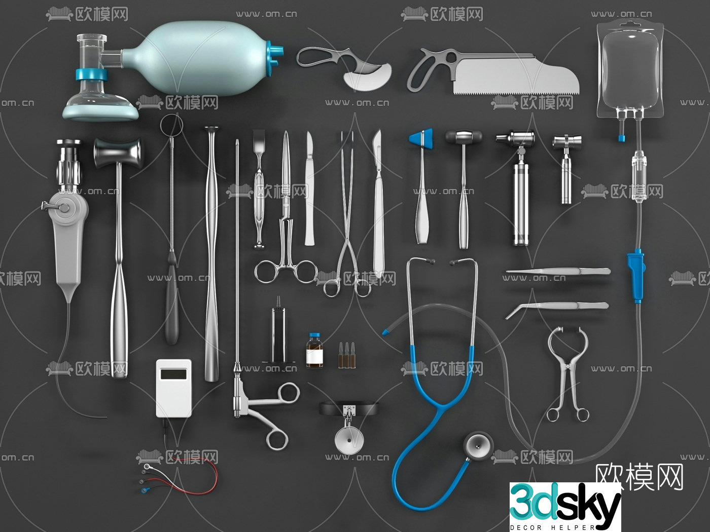 Modern metal medical equipment 3d model