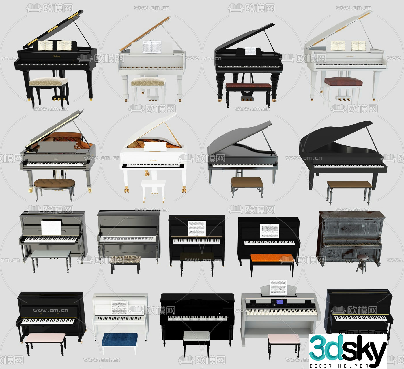 modern piano 3d model