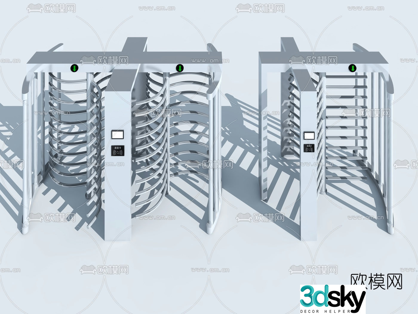 Modern train station bus station one-way gate 3d model