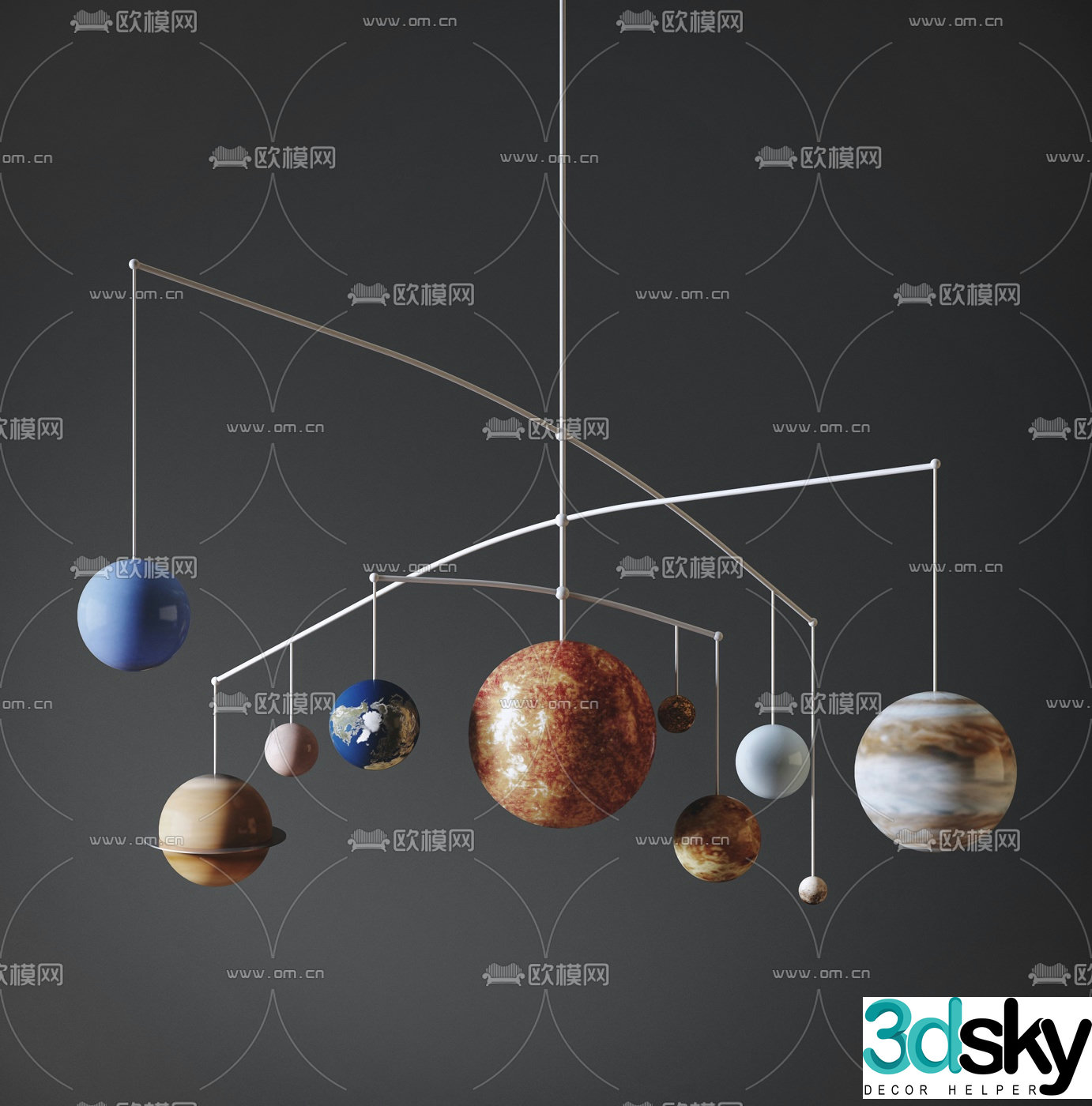 Modern planet children’s pendant 3d model