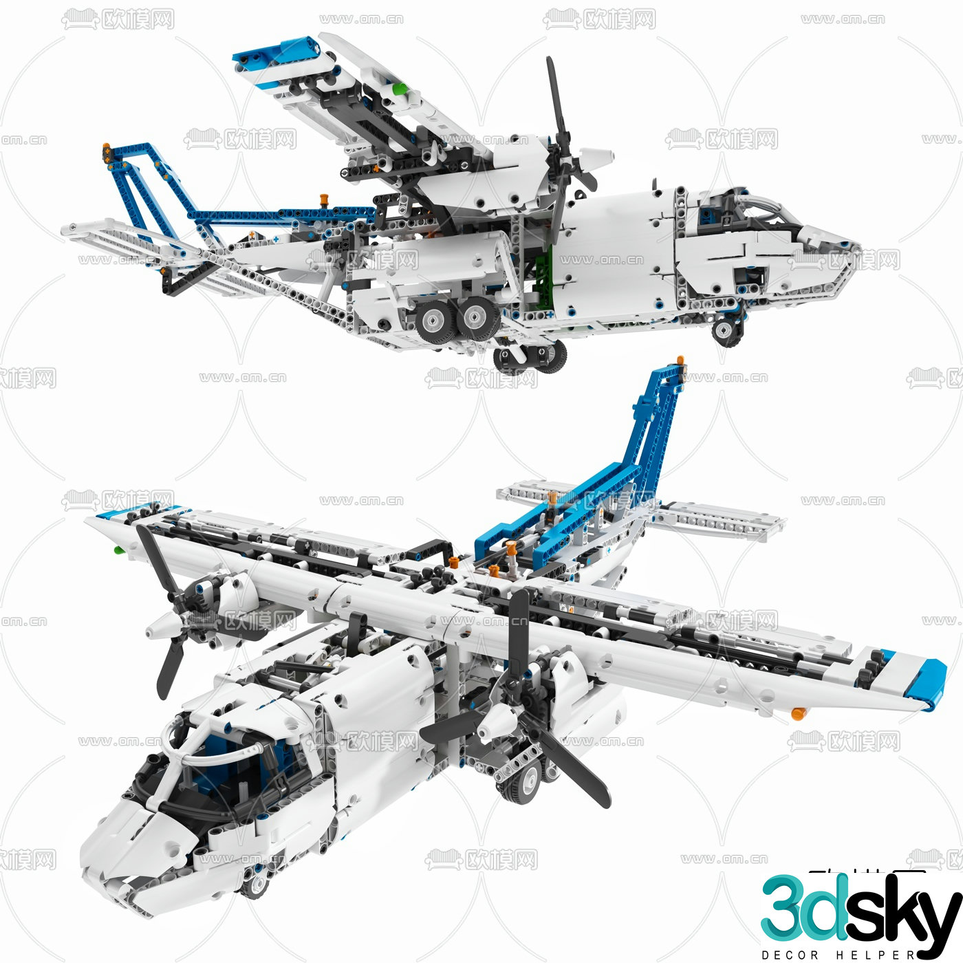 Modern lego airplane toy 3d model