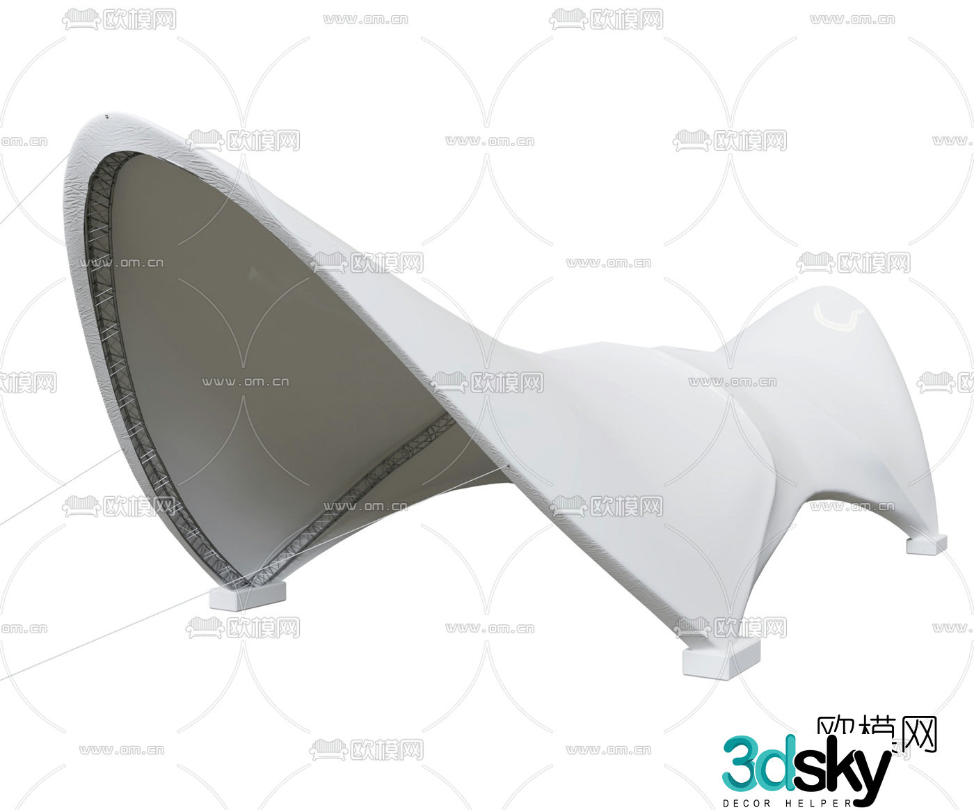 3D model of modern special-shaped sunshade and awning
