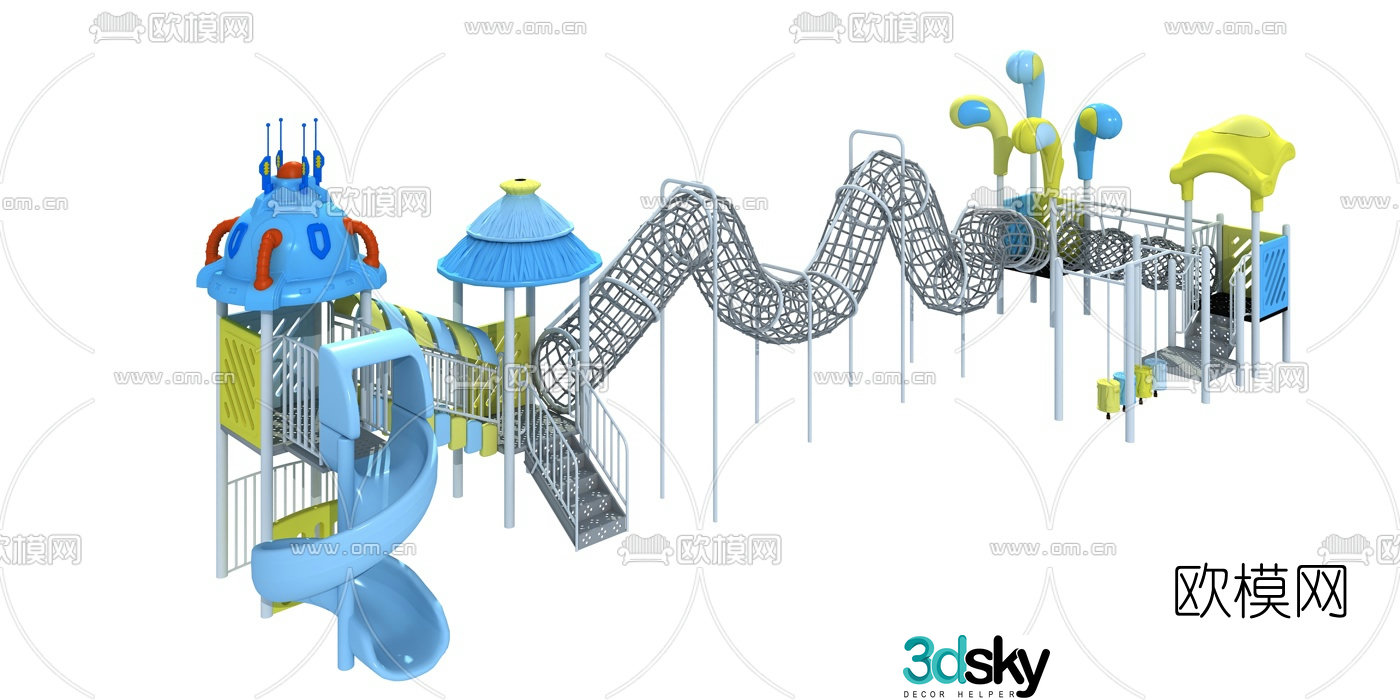 Modern children's slide amusement equipment 3d model