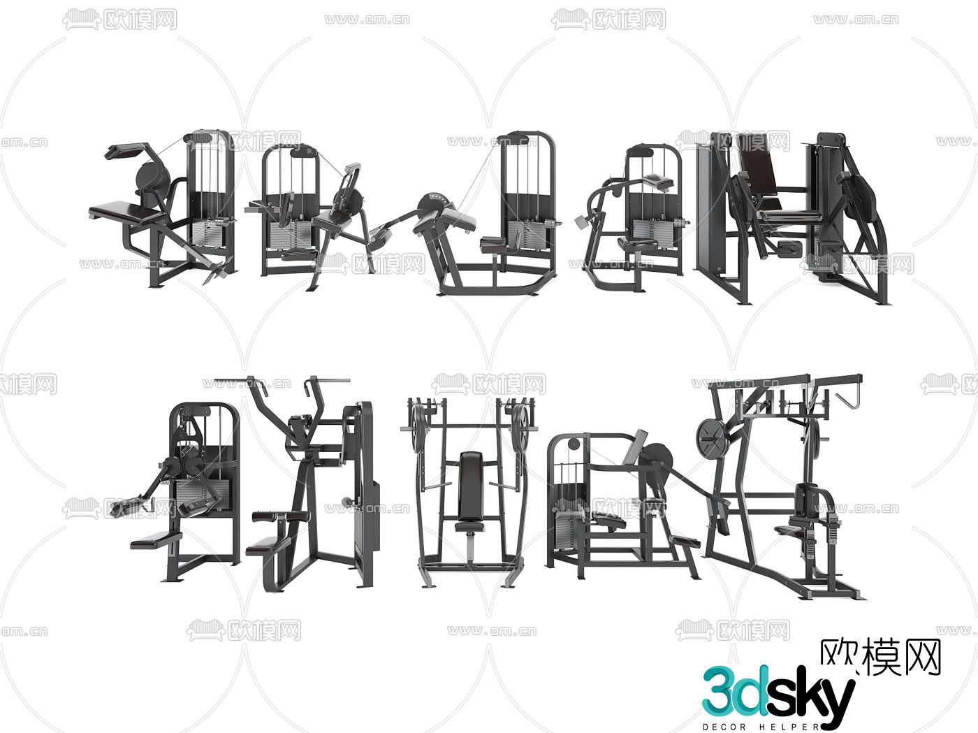 Modern fitness equipment 3d model