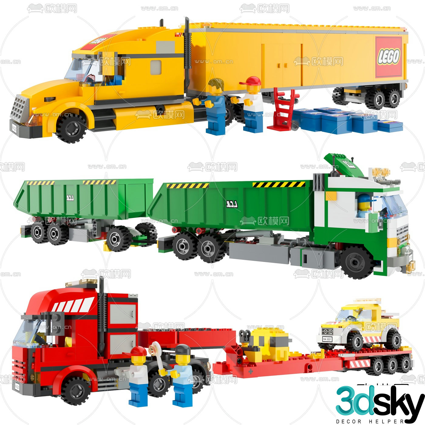 Modern lego big truck toy 3d model