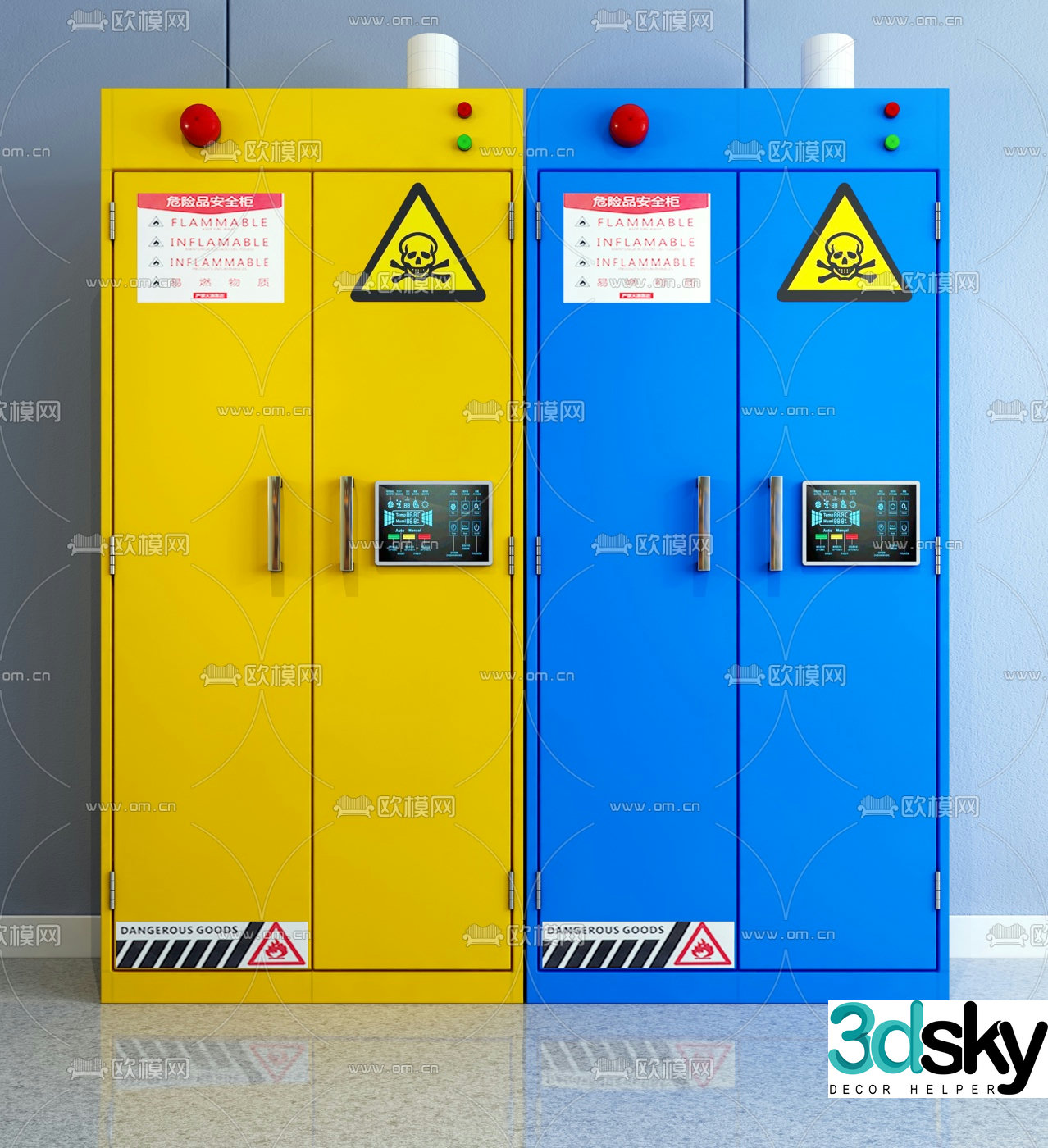 Industrial style dangerous goods safety cabinet 3D model