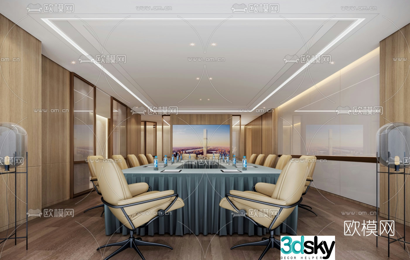 Modern hotel conference room 3d model