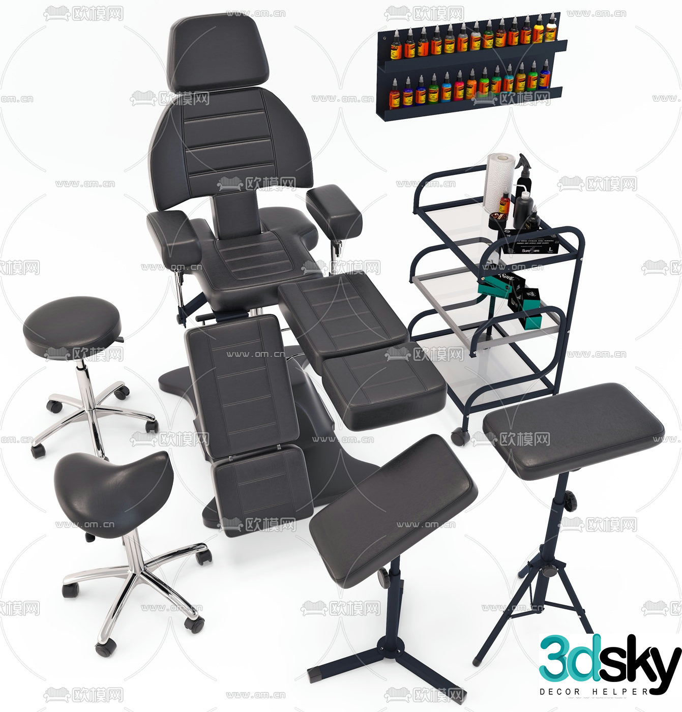 Modern dedicated barber chair 3d model