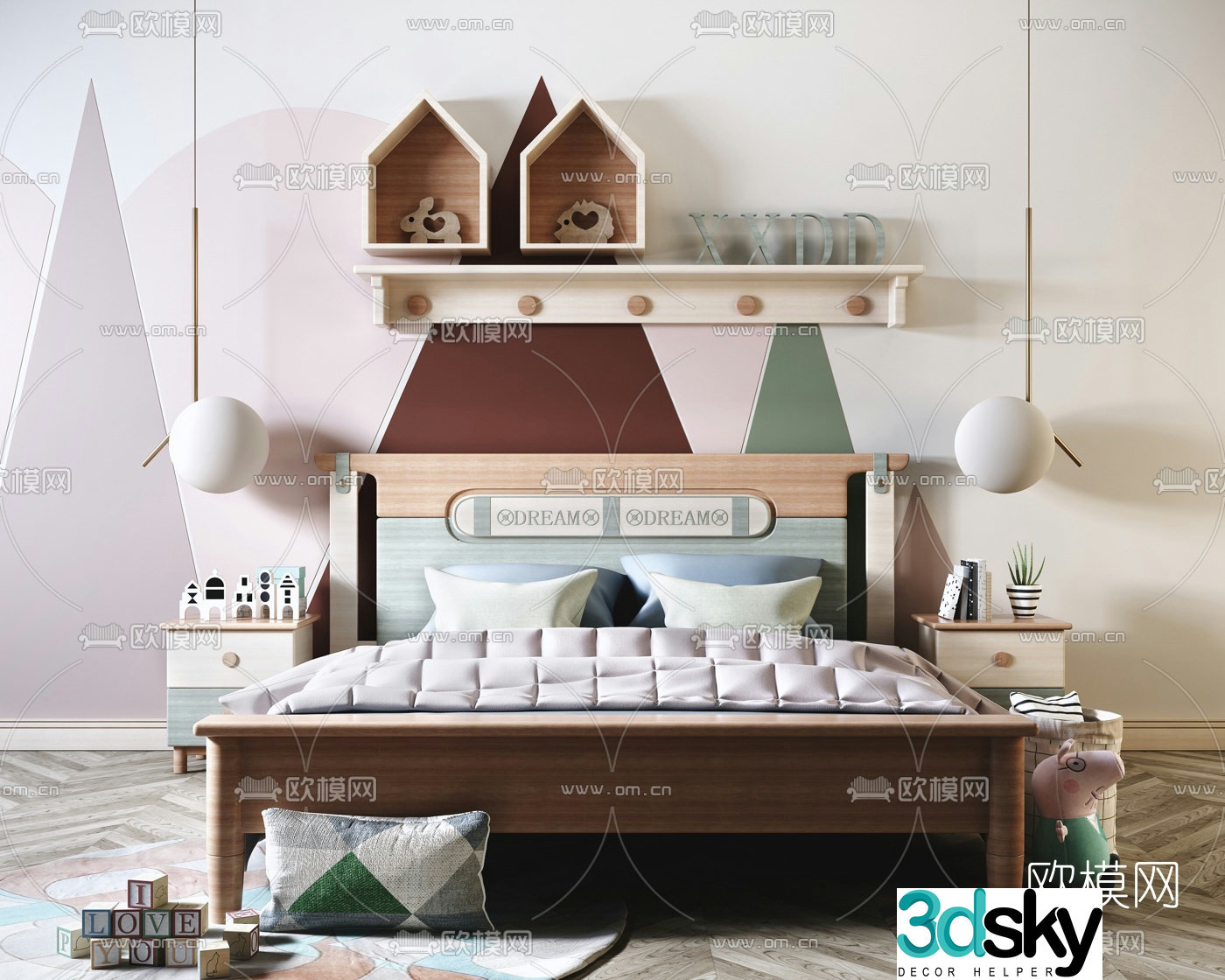 Nordic log children’s bed 3d model