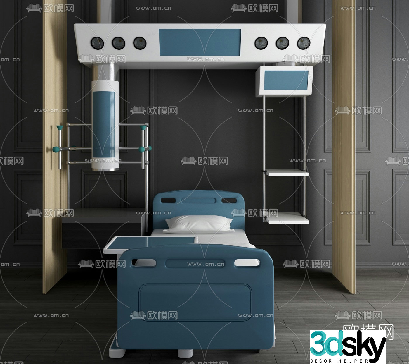 Modern hospital bed push equipment 3d model