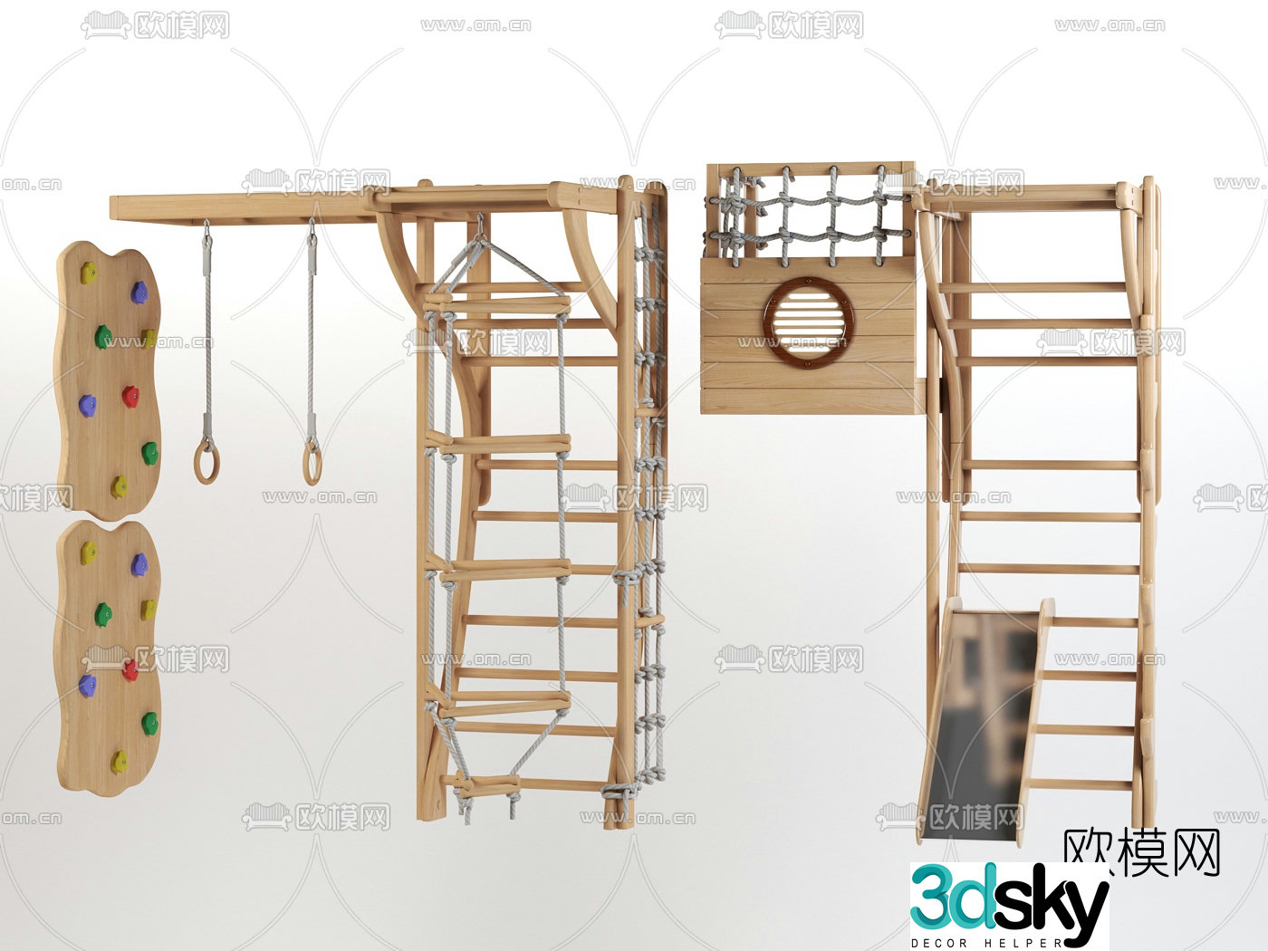Modern solid wood children's play equipment 3d model
