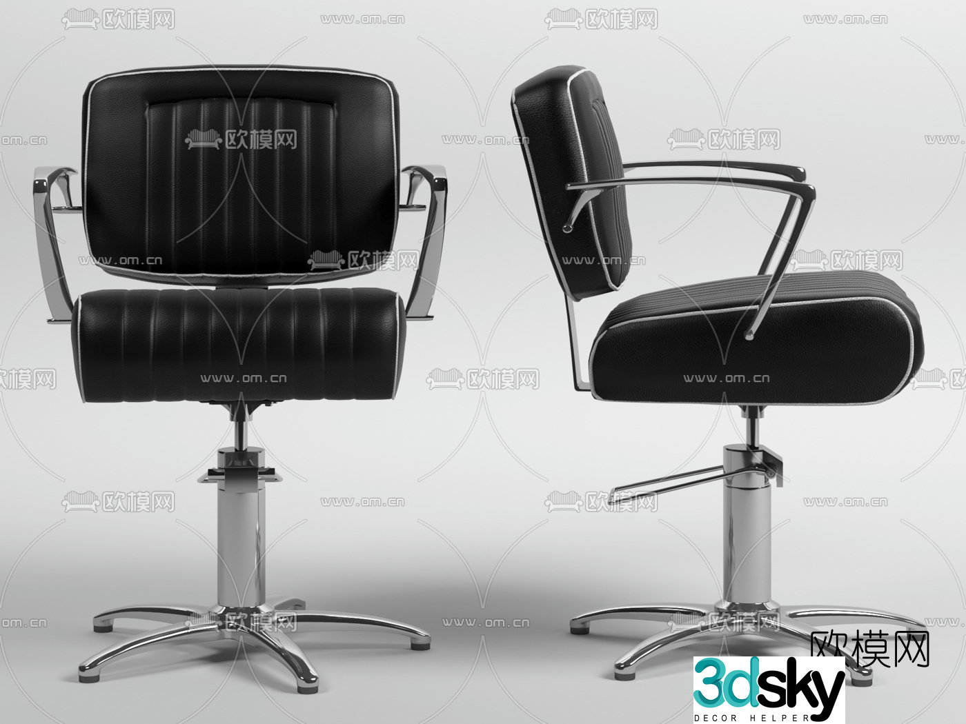 Modern leather barber chair 3d model