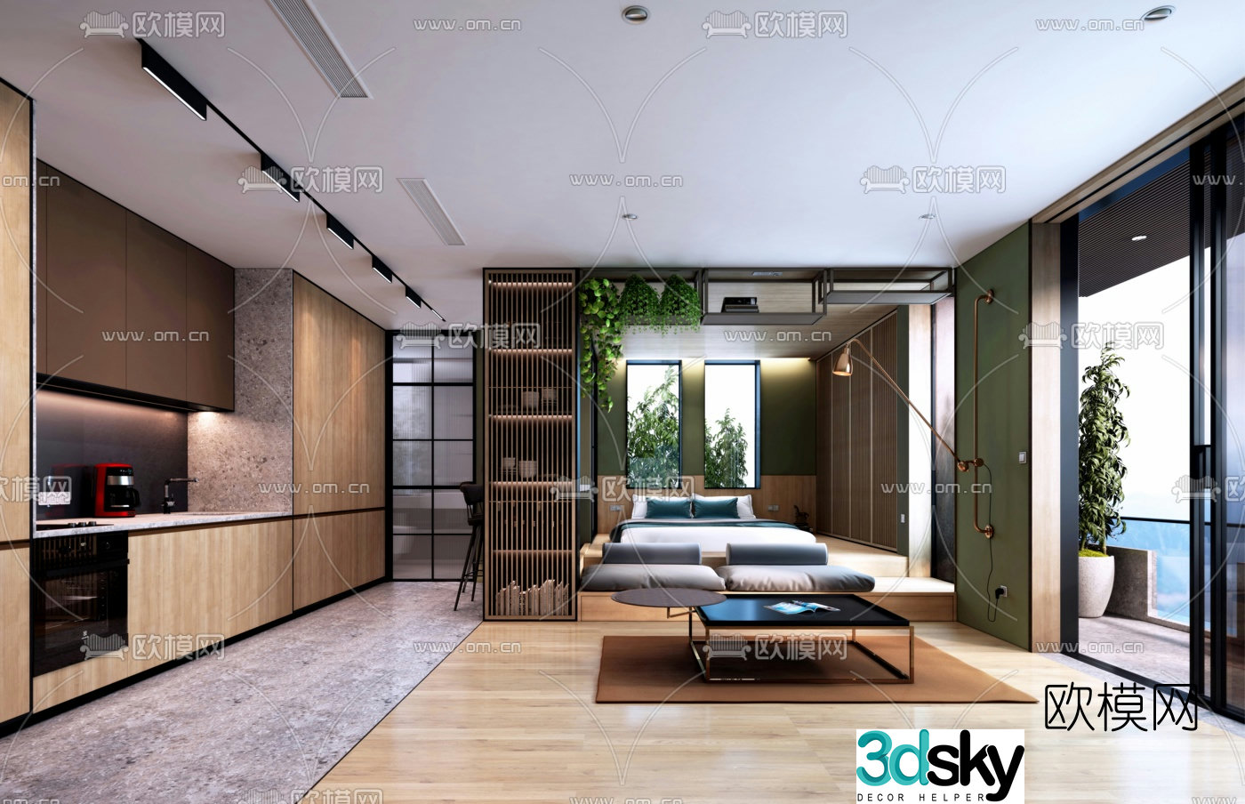 Nordic apartment hotel room 3d model