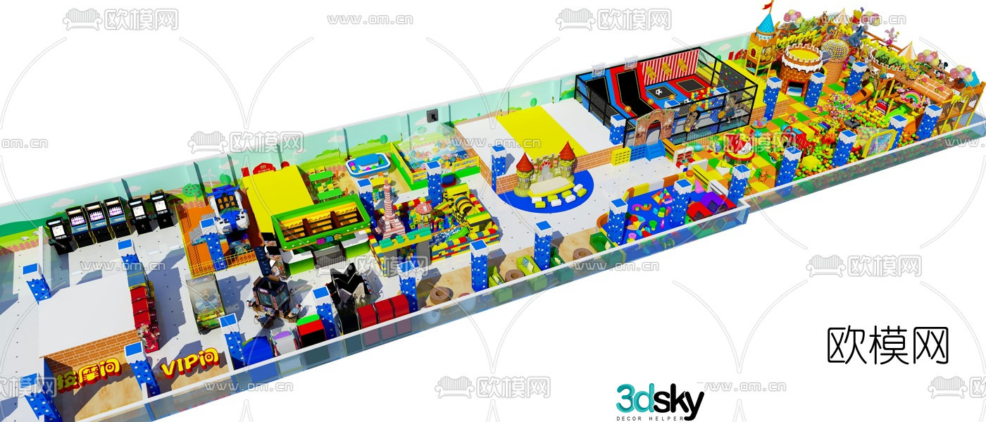 Modern naughty castle children's playground rides 3d model