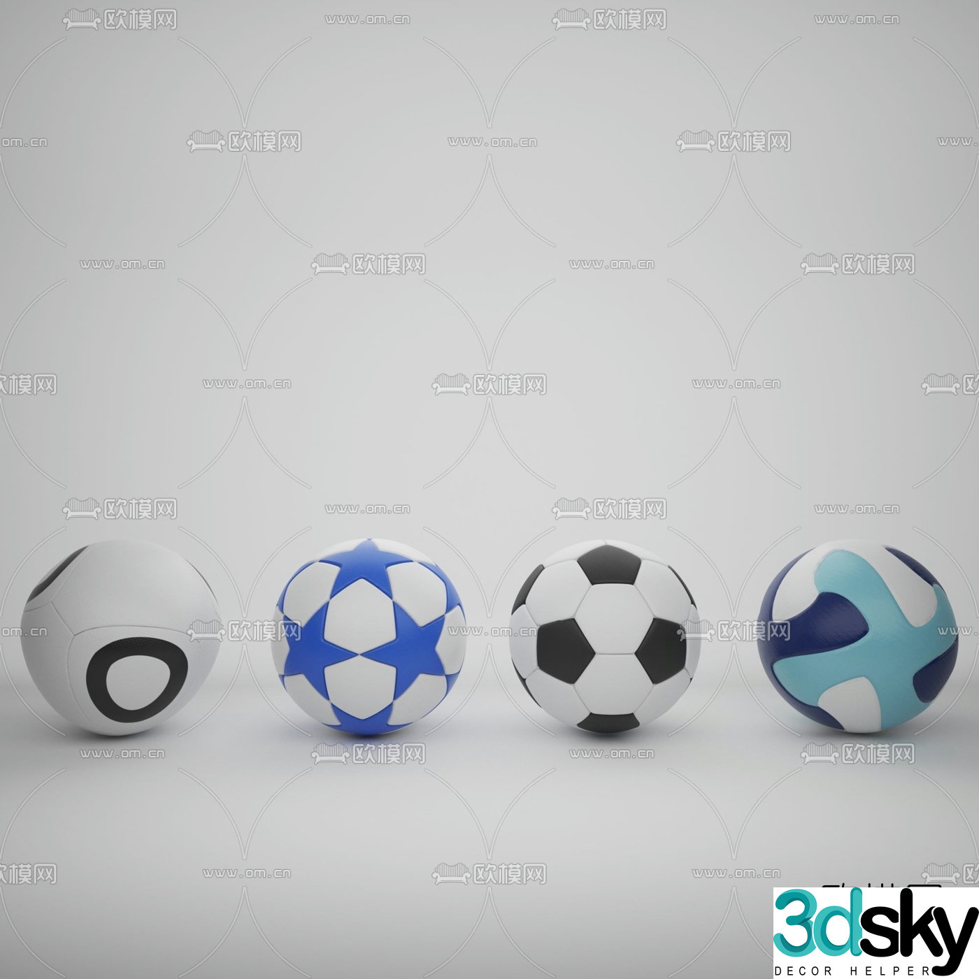 Modern leather football 3d model