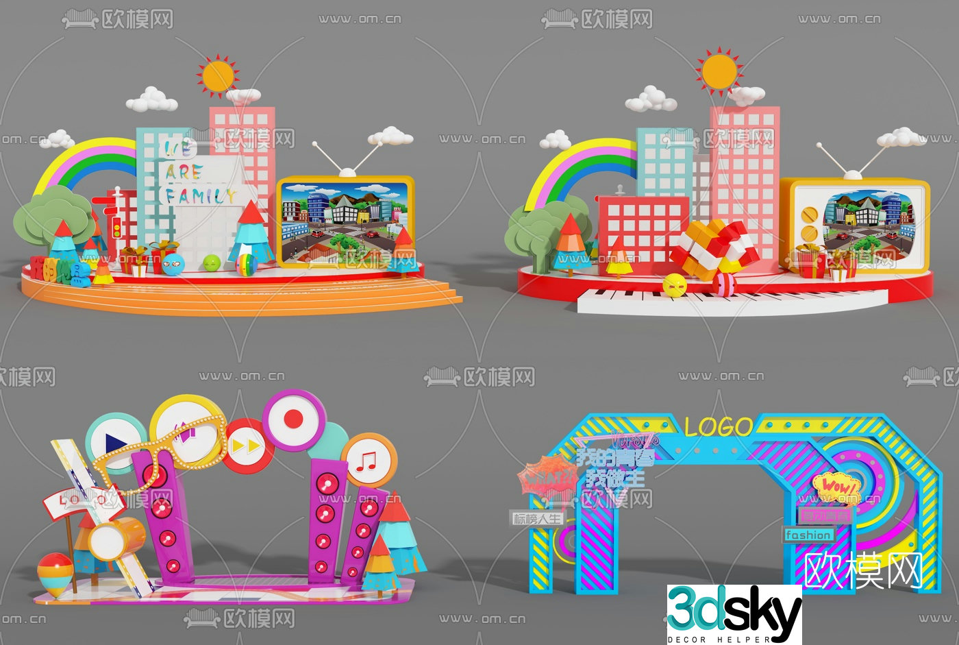3D model of modern stage advertising display board