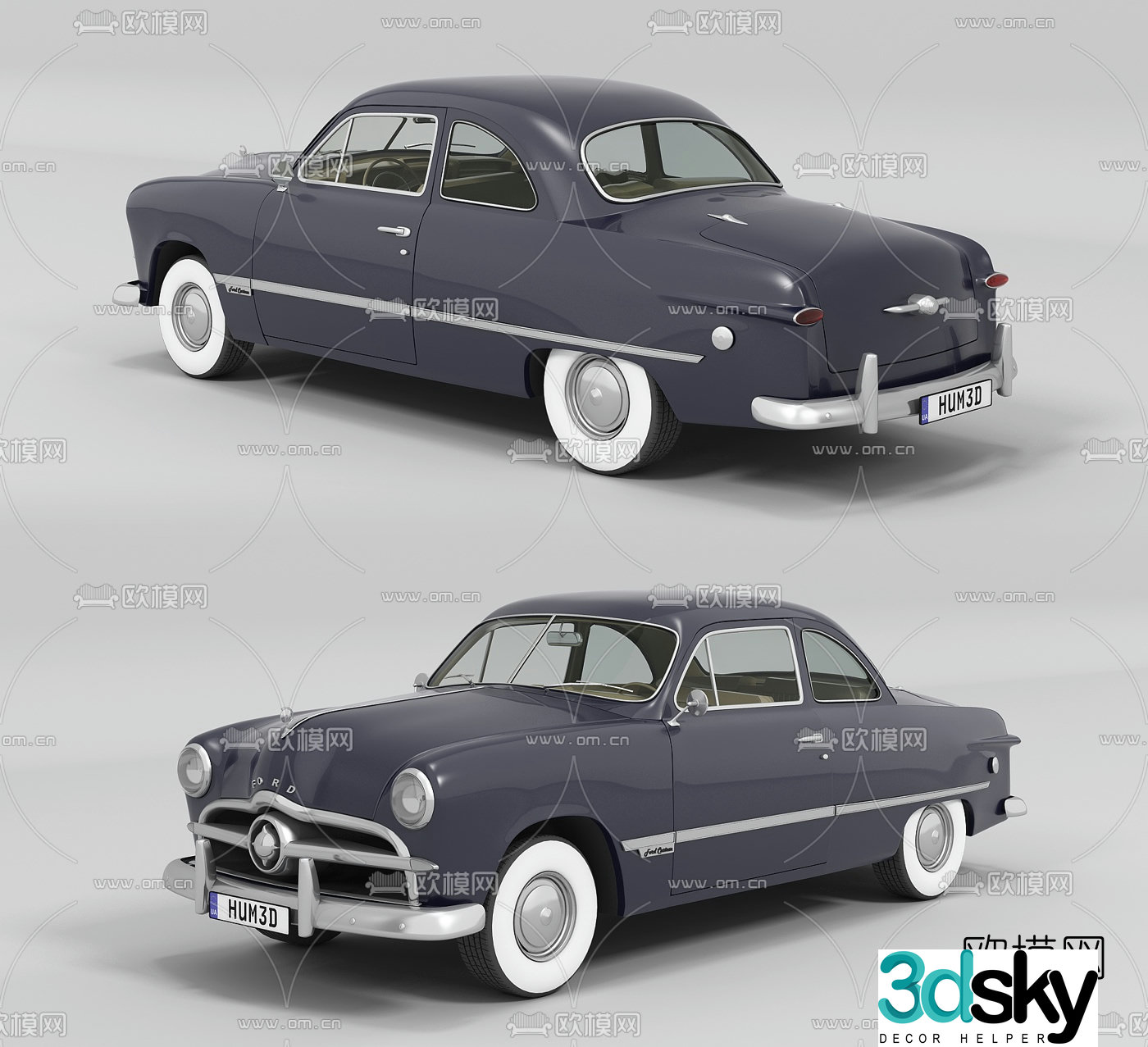 Modern retro car 3d model