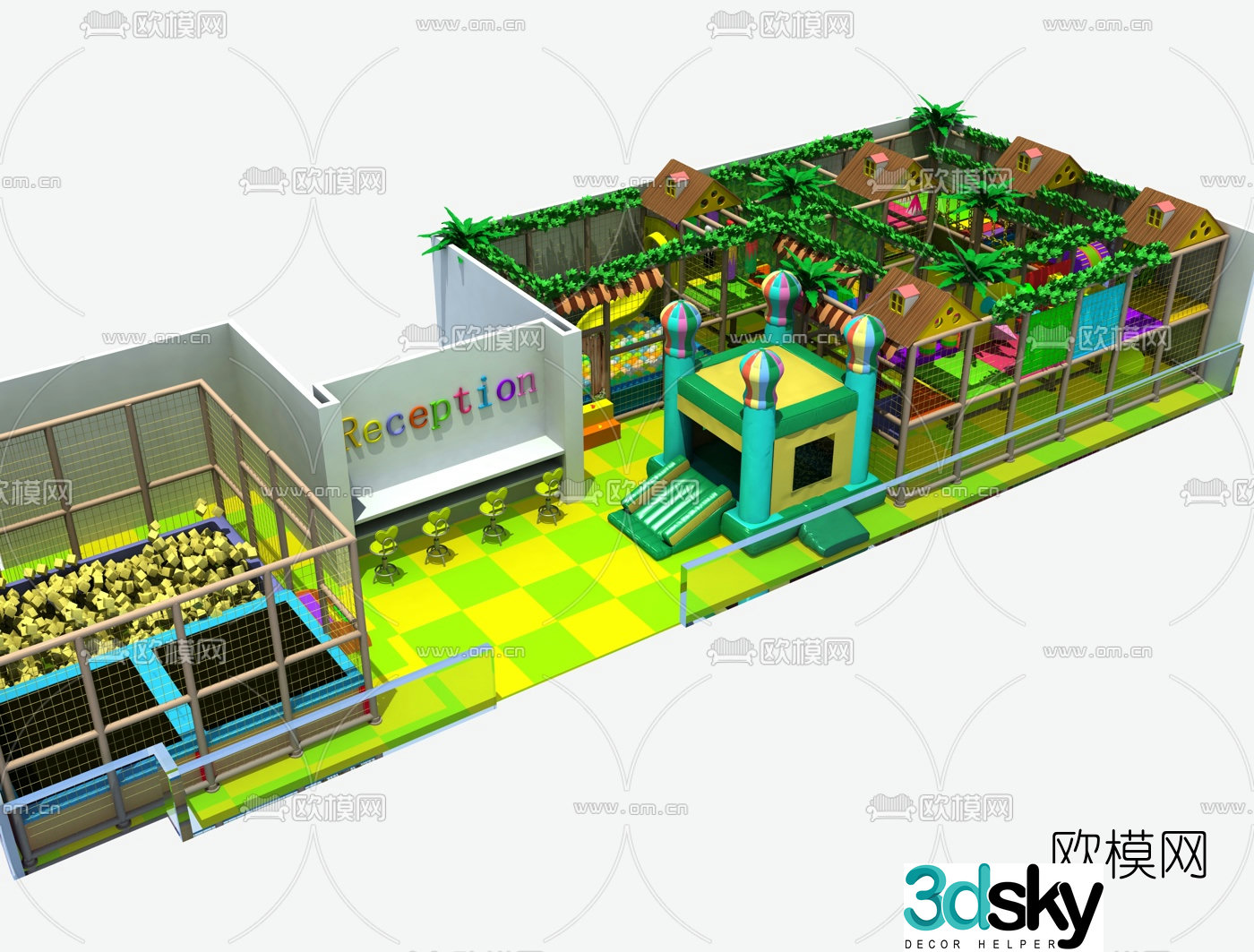 Modern naughty castle children's play equipment 3d model
