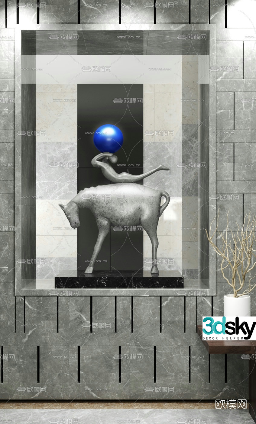 Wanpin Architectural Design New Chinese Ceramic Horse Ornament 3D Model