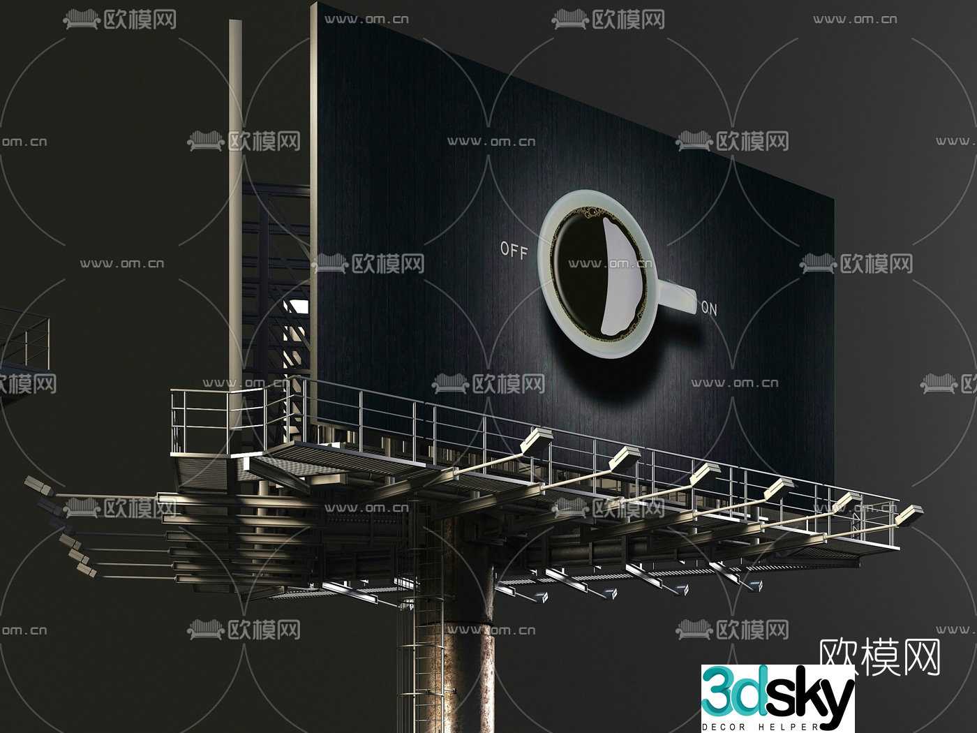 Modern billboard outdoor advertising 3d model