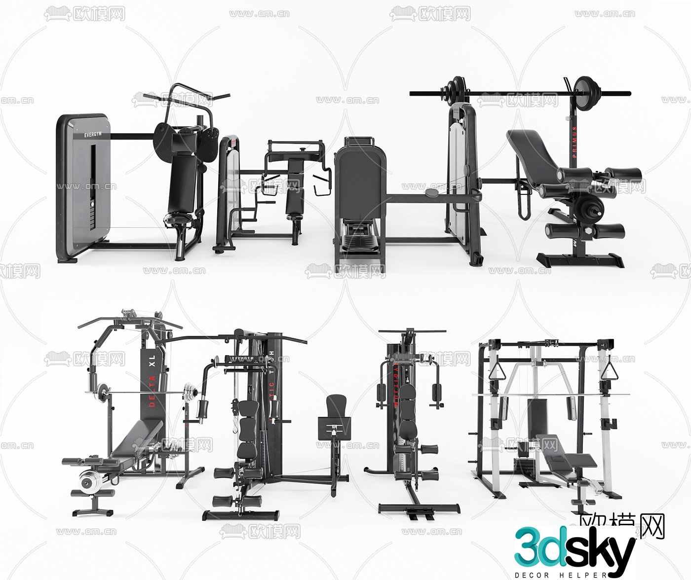 Modern fitness equipment 3d model
