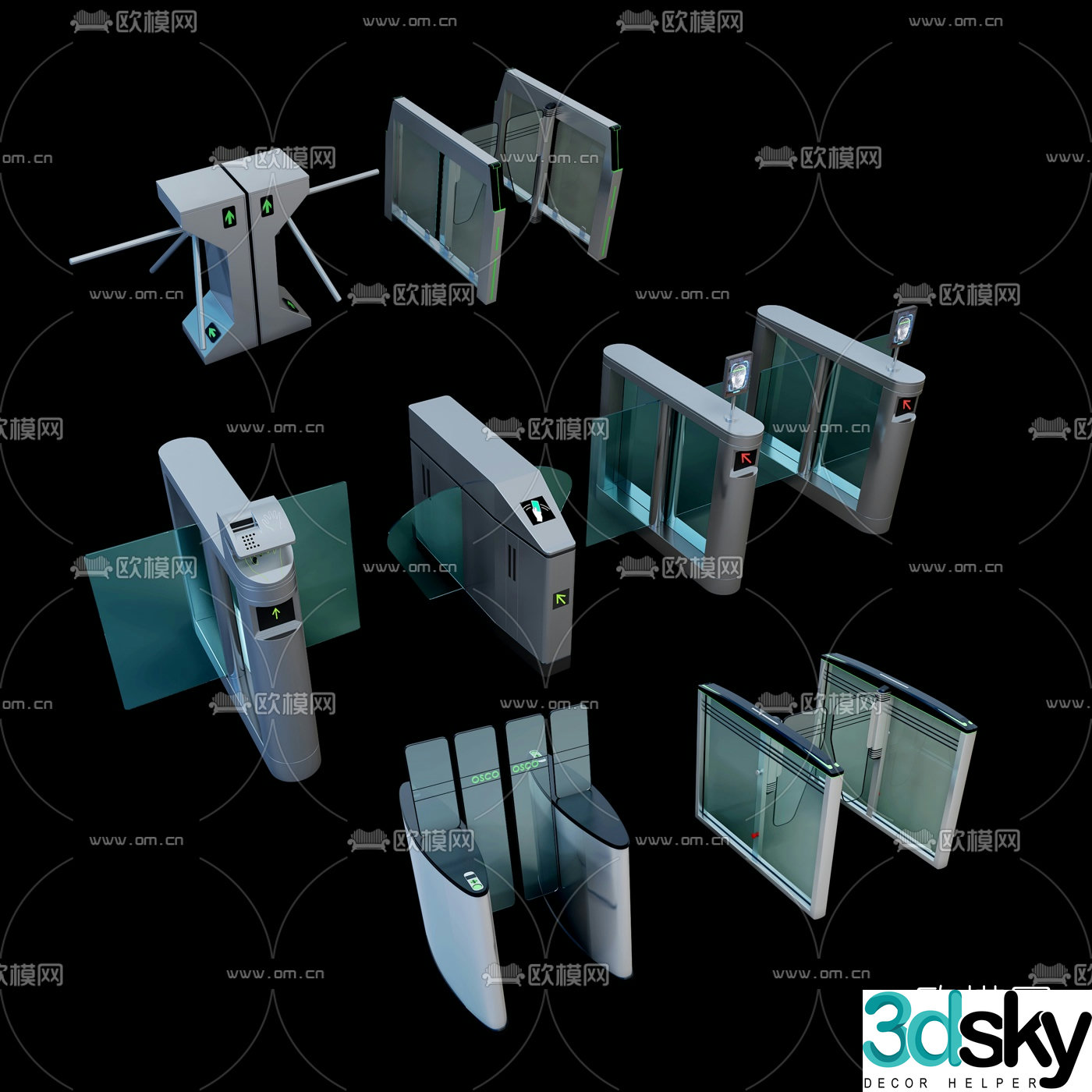 Modern gate security check 3d model
