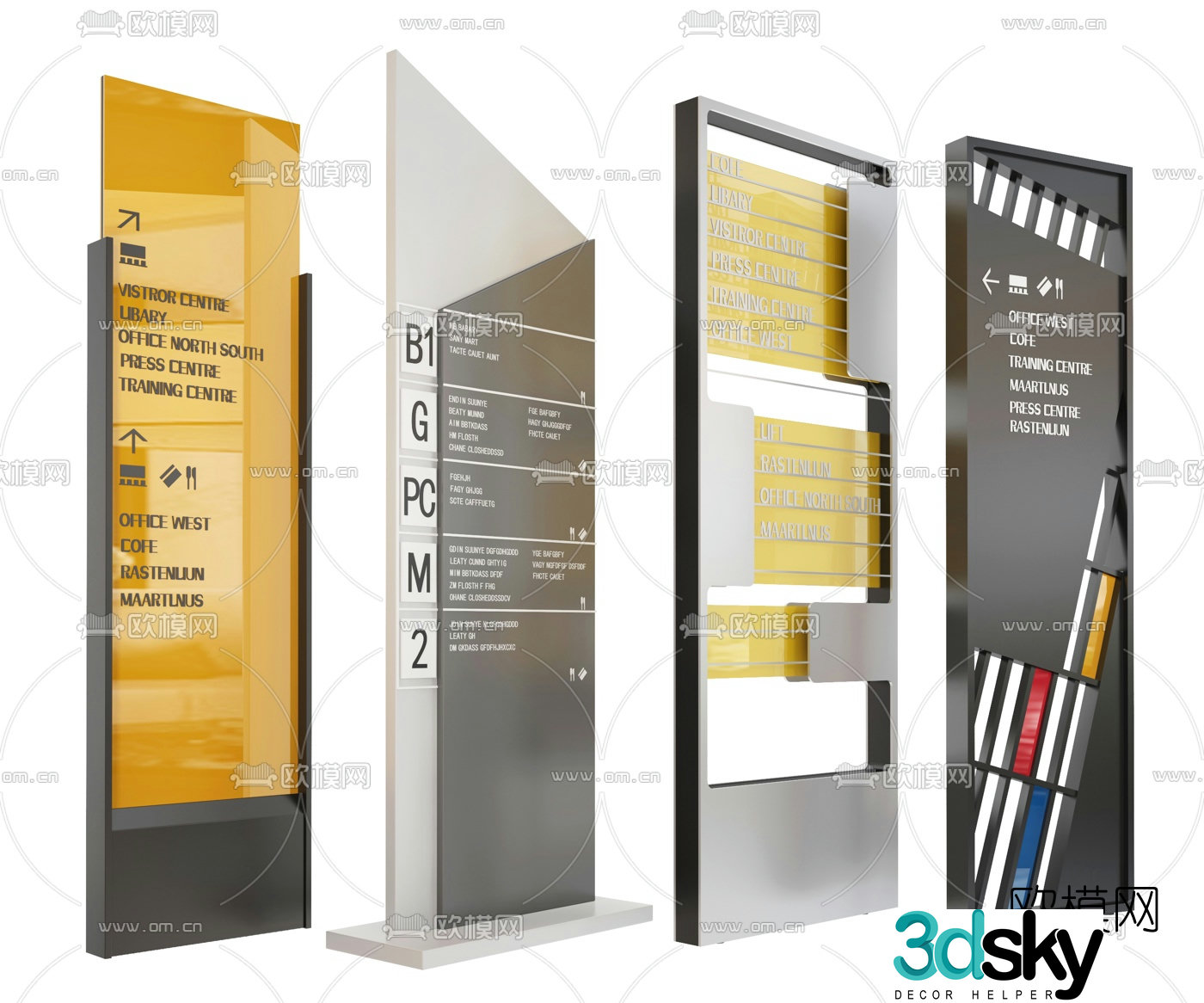 Modern shopping mall signage 3d model