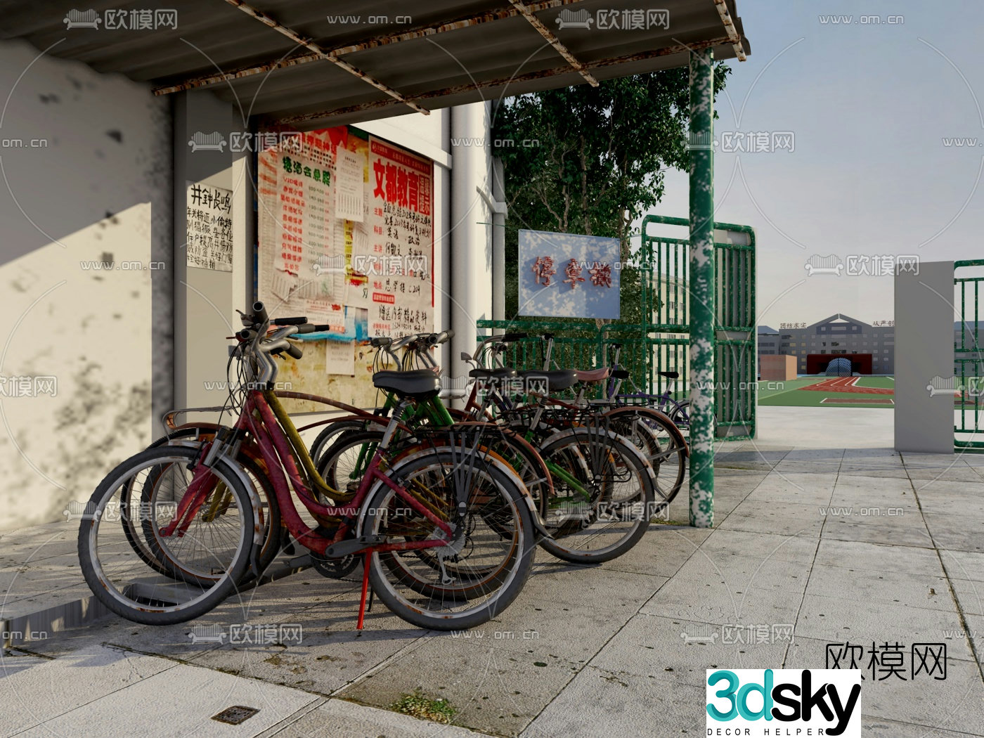 Industrial style retro parking shed 3d model