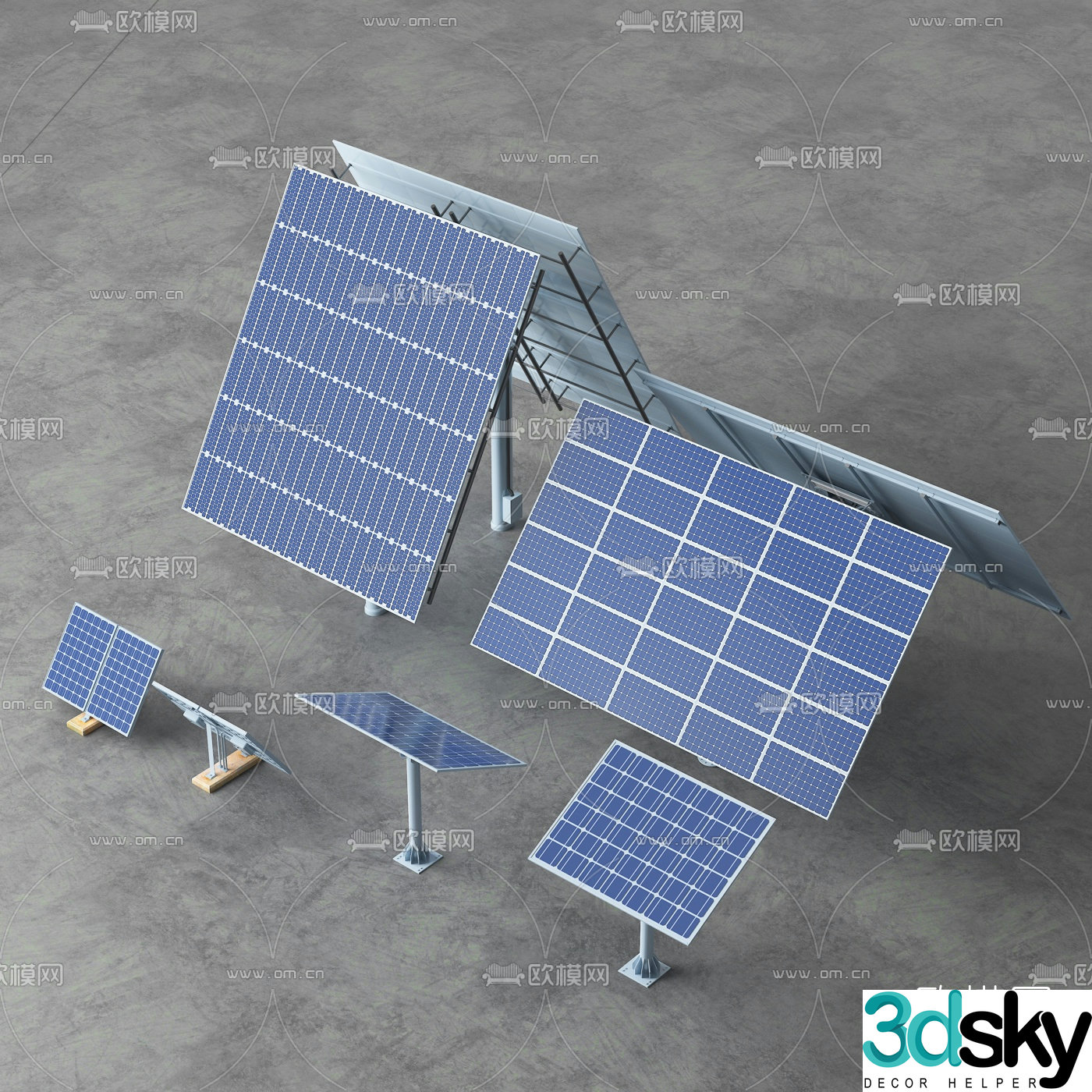Modern photovoltaic solar panel 3d model