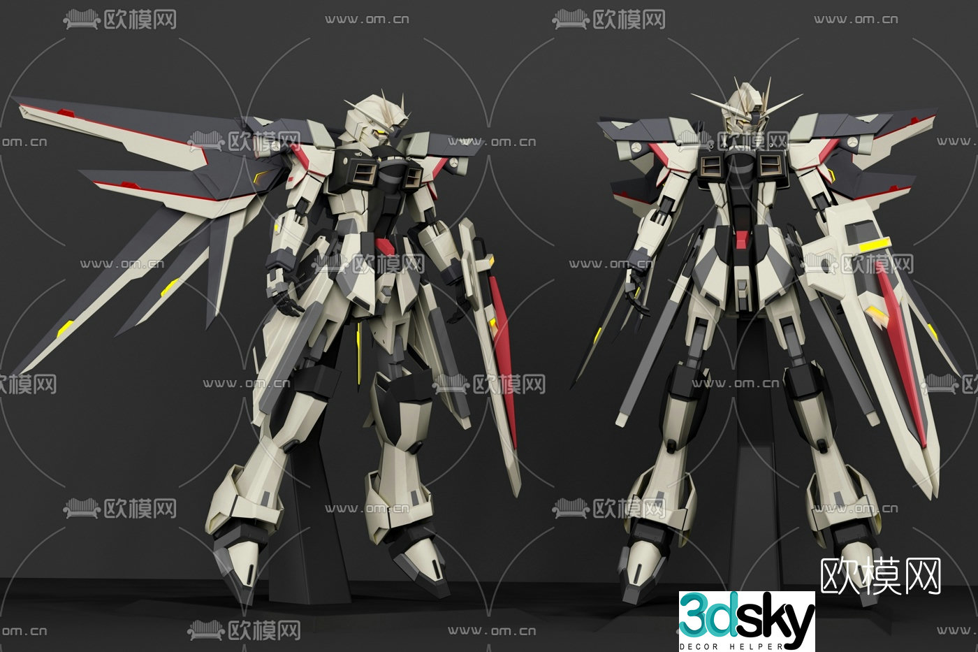Modern mecha robot gundam toy 3d model