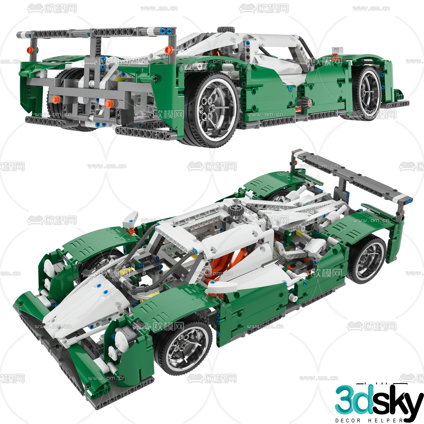 Modern lego racing toy 3d model