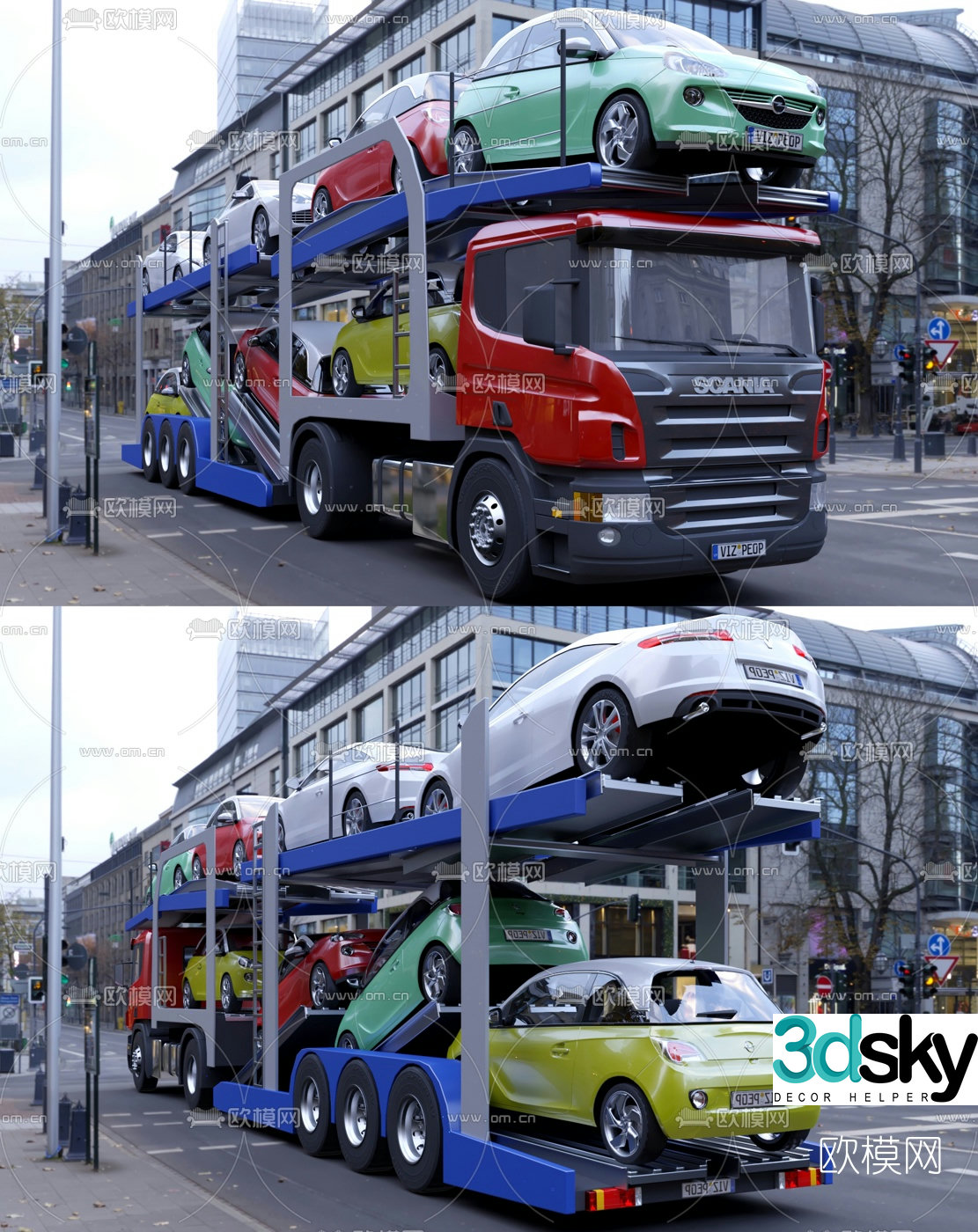 Modern transporter truck 3d model