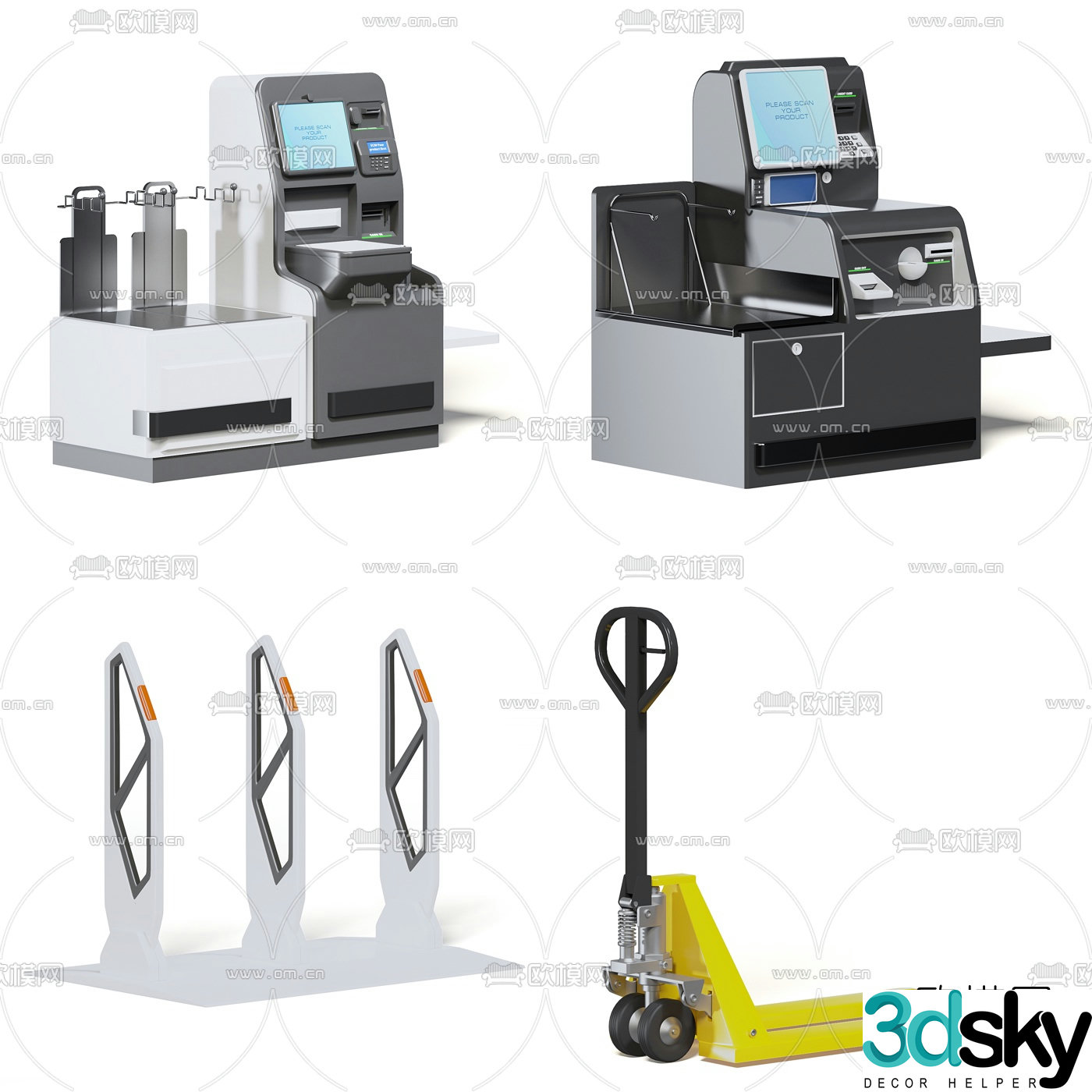 Modern supermarket checkout 3d model