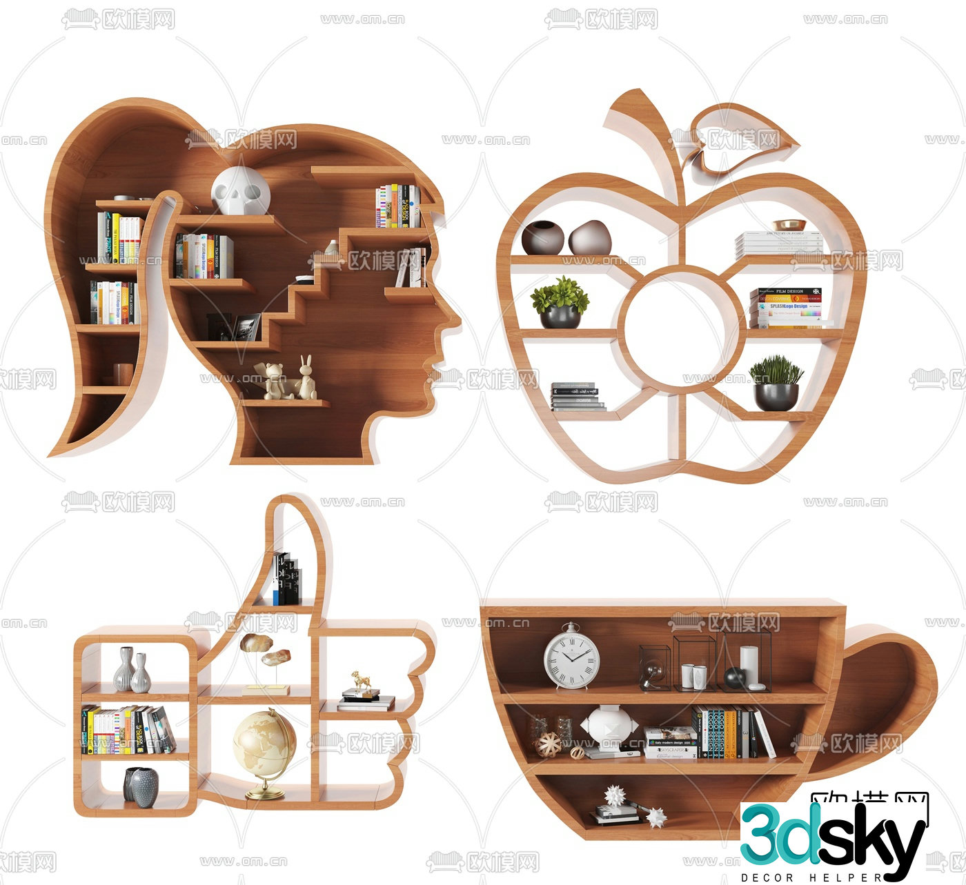 Modern character-shaped children’s bookcase 3D model
