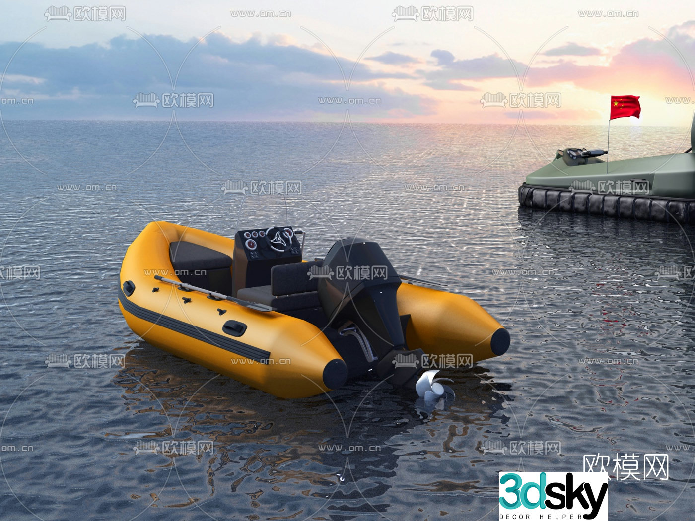 Industrial style air cushion landing rubber boat 3D model