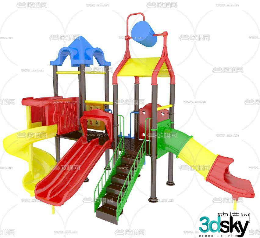 Modern children's slide entertainment facility 3D model