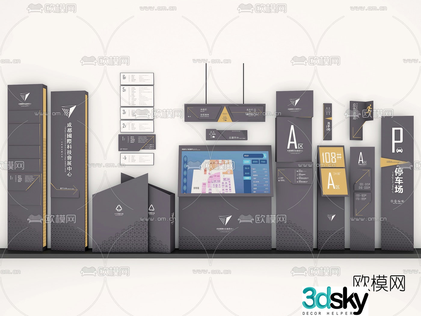 Modern signage sign 3d model