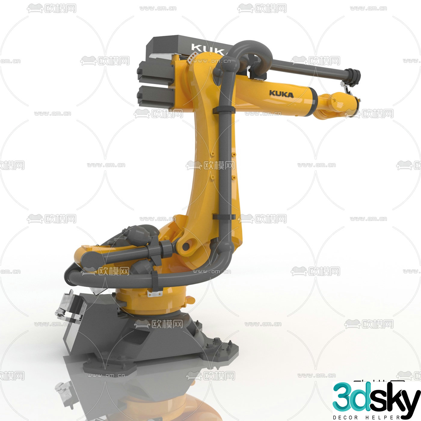 Industrial style three-axis robotic arm 3D model
